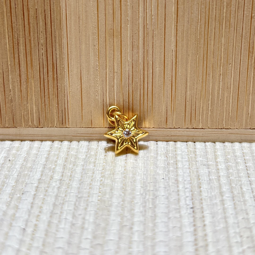 足金镶嵌六芒星提溜配件