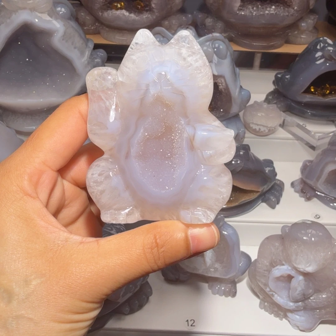 雪***冰玛瑙/玉髓未镶嵌把件