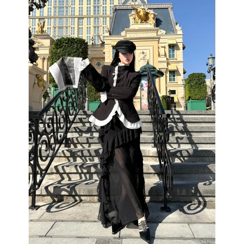 Blackgirl新款【逃跑新娘】小香风荷叶边高定时装优雅名媛西装外套