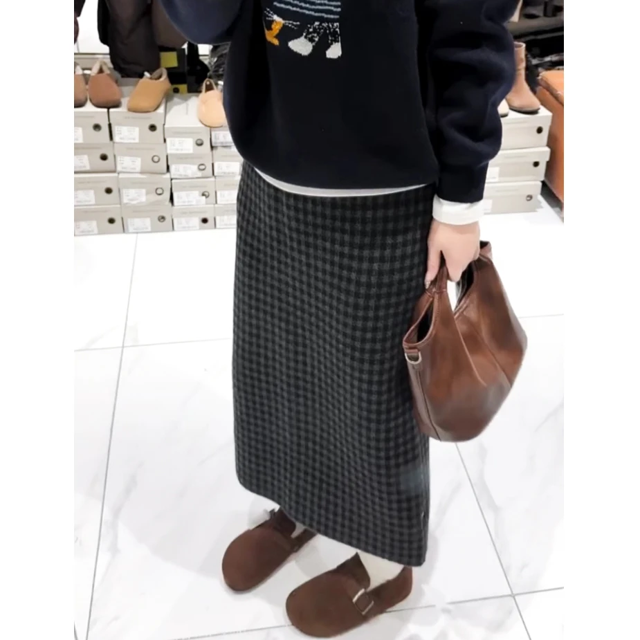 真心舒服！巨推荐！格子半身裙女秋冬季新款高腰百搭宽松好看中长裙