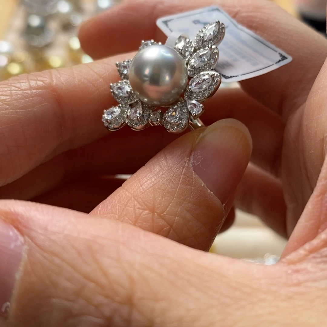 海水珍珠戒指银S925镶嵌