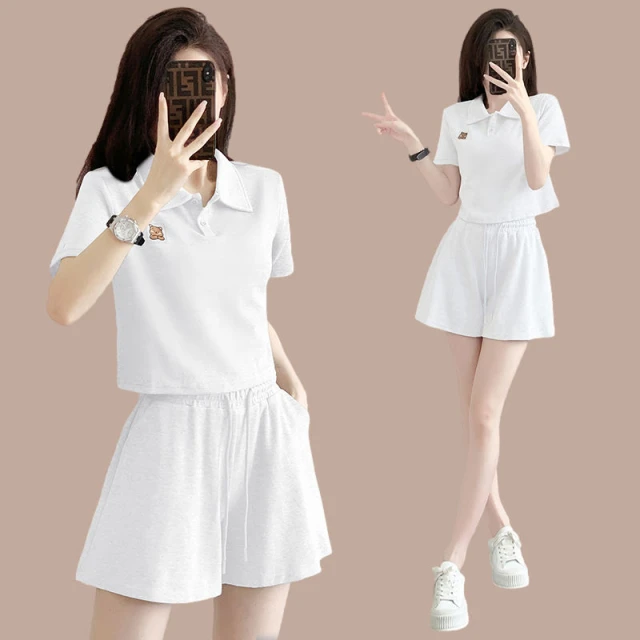 盐系炸街运动服套装女2025新款宽松洋气夏装小个子休闲短裤两件套