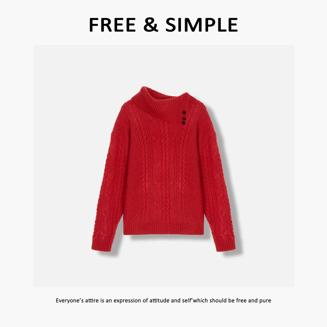 Free&Simple-‘雪域’秋冬款极简慵懒感小众款立领毛衣-66095
