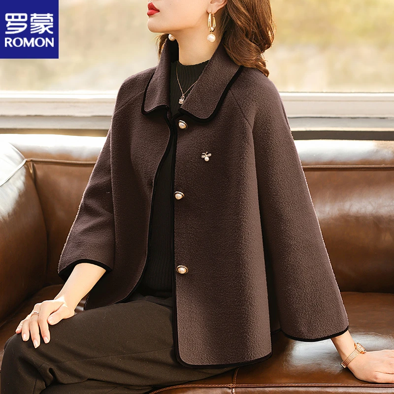 妈妈秋装外套洋气短款风衣2025新款中年妇女春秋毛呢中老年人上衣