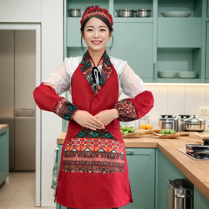 LOGO围腰跨境围裙女外贸可可印时尚厨房罩衣家用餐厅防油擦手