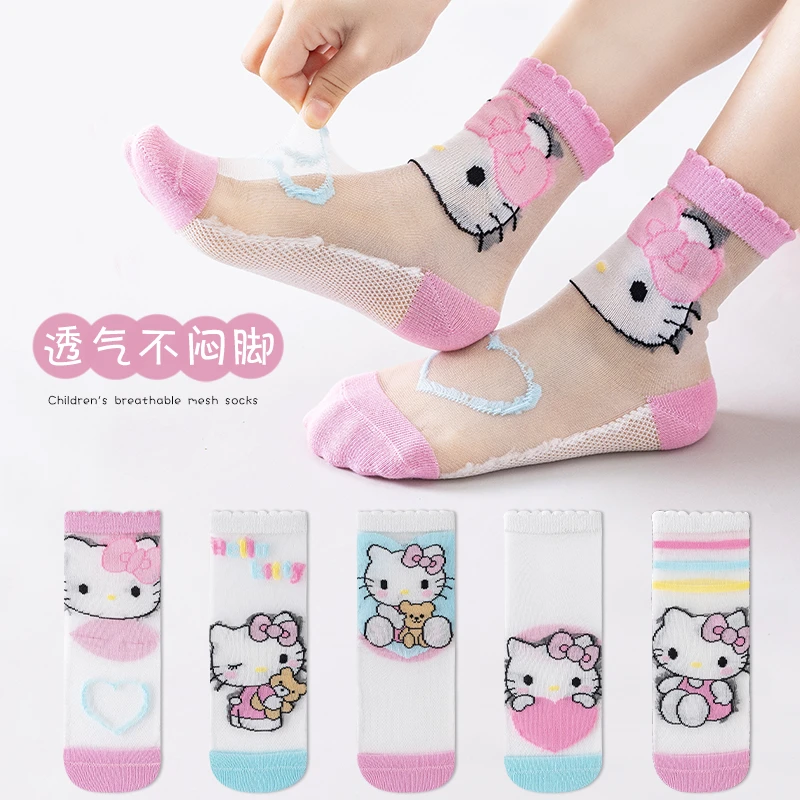 女童网眼袜子夏季薄款冰丝透气儿童袜子夏天韩版卡通女宝宝中筒袜