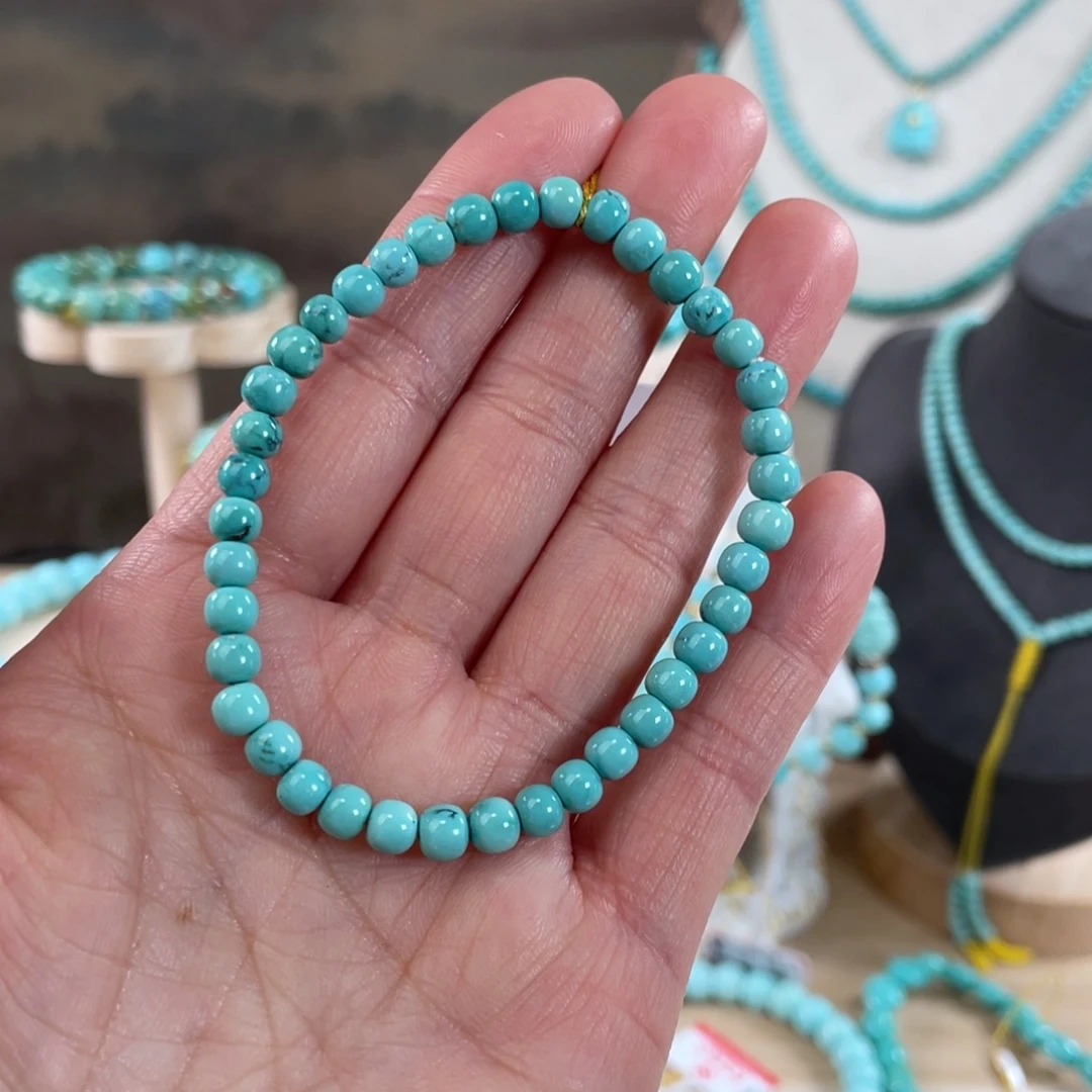 绿松石未镶嵌套链4.8老型手串