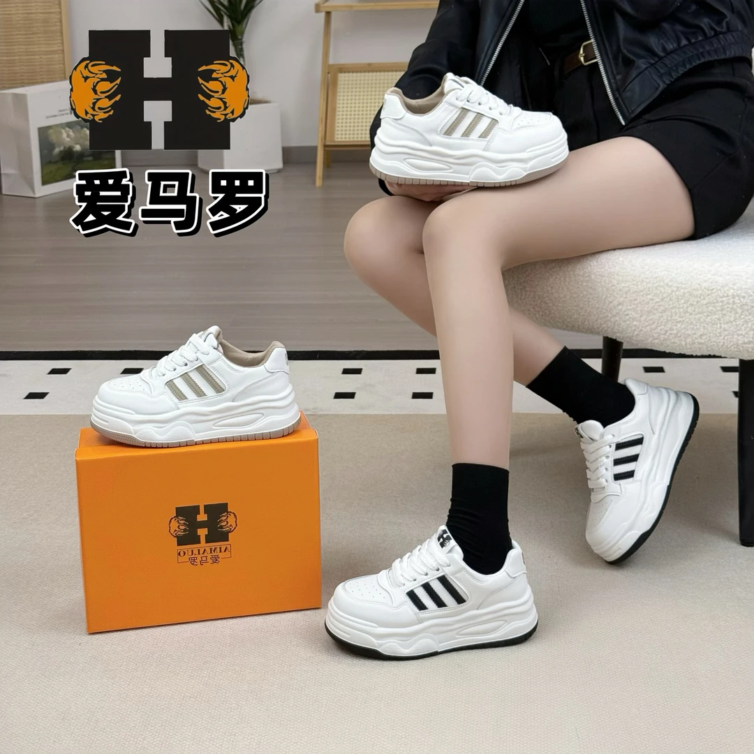 【白鹭】厚底小白鞋女2025配裙子增高鞋休闲百搭板鞋D258