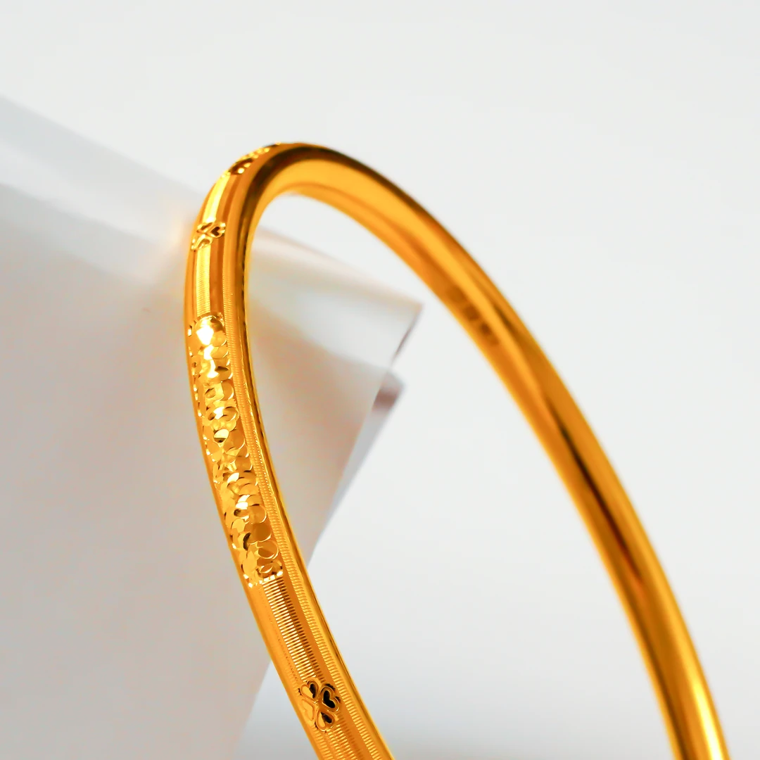 【顿钰珠宝】足金碎冰冰四叶草手镯（54-63圈口）