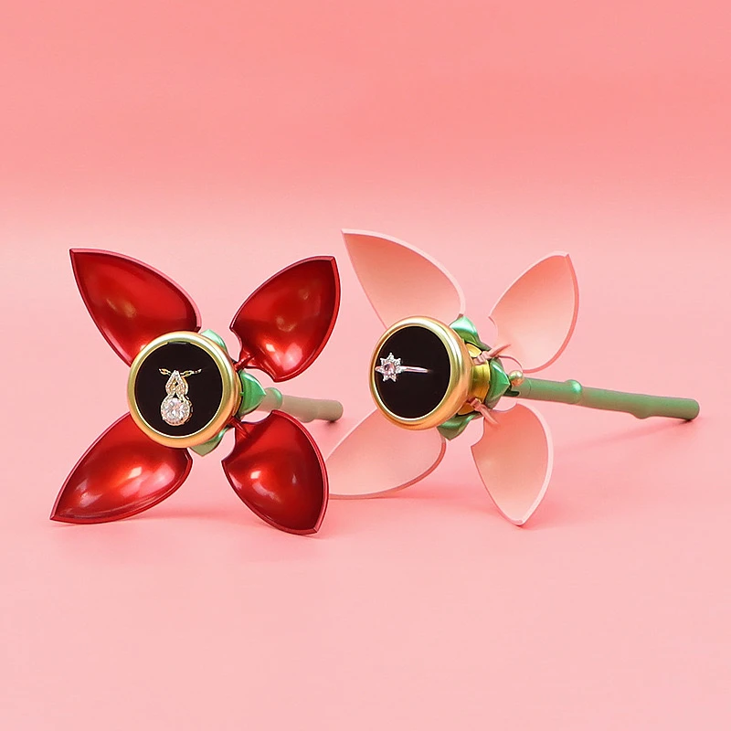 一枝玫瑰花首饰盒戒指吊坠饰品盒珠宝包装收纳盒自动打开