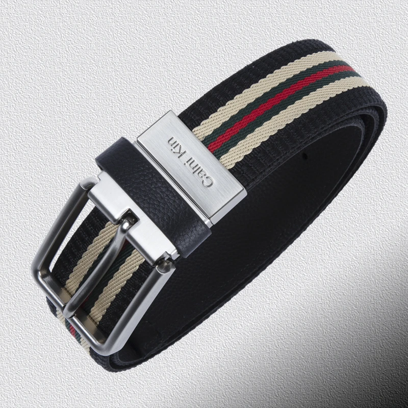 CALNIKIN汤米皮带男真皮帆布腰带牛皮名牌裤带奢侈品休闲年轻人潮