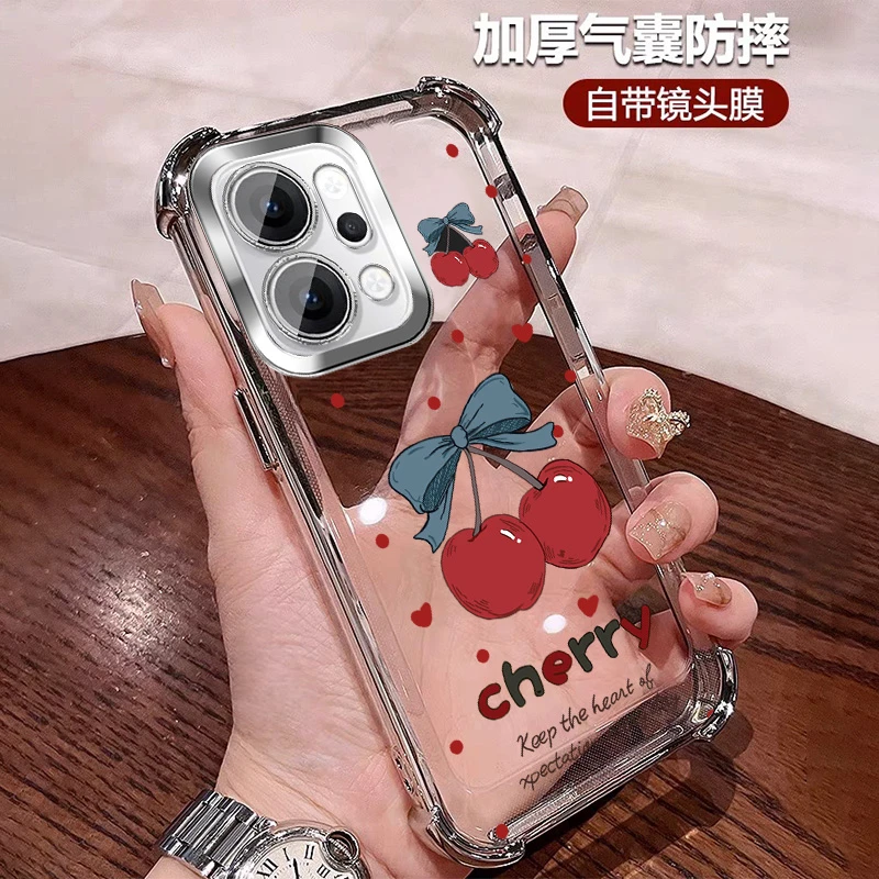 樱桃适用opporeno14手机壳防摔气囊Reno14Pro高颜值全包镜头膜ins