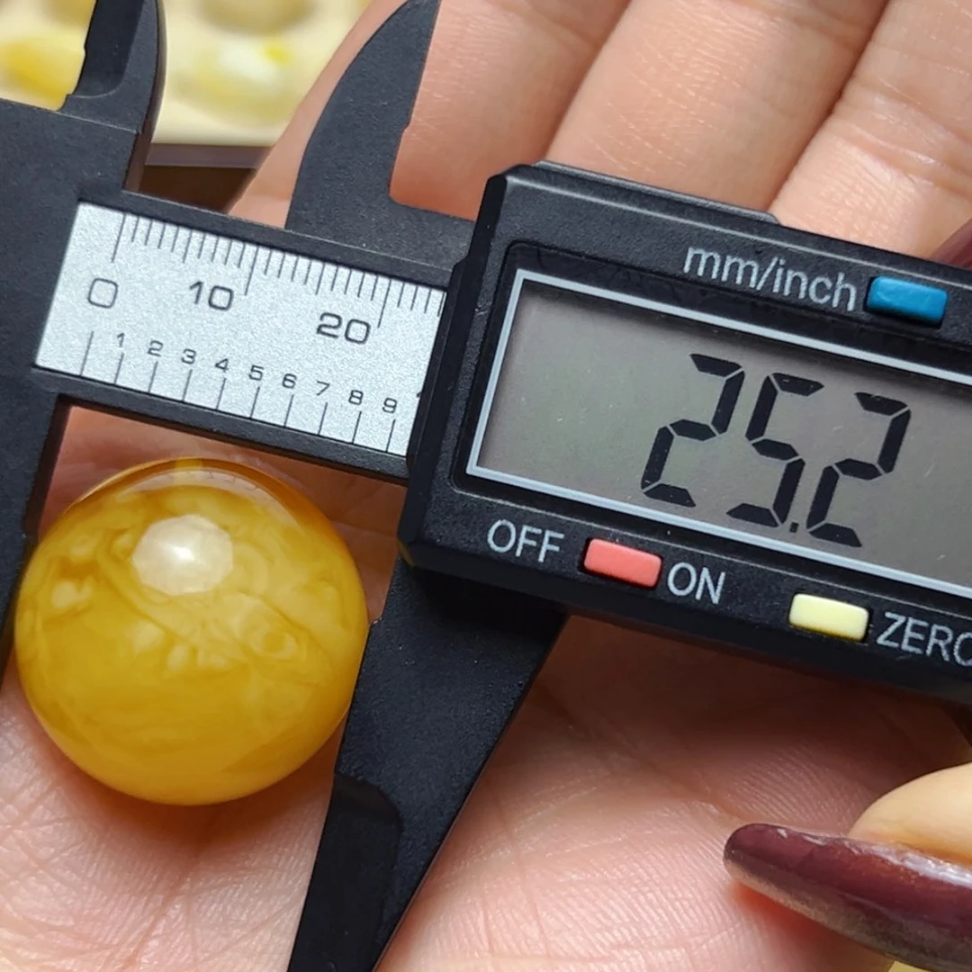 蜜蜡裸石未镶嵌夜****堂25mm单珠