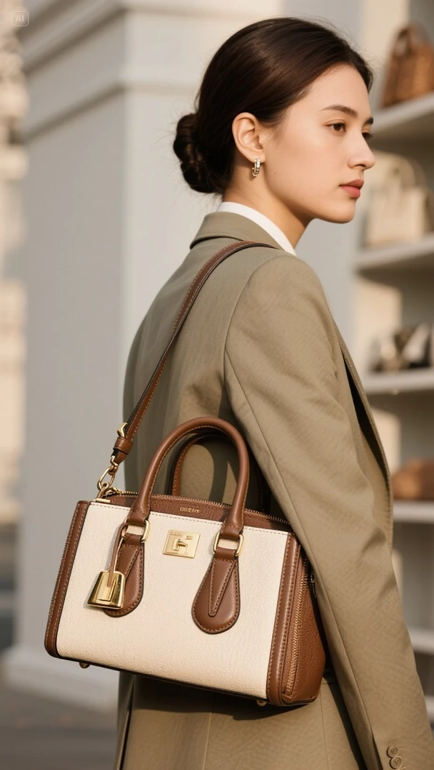 斜挎式磁扣横款单肩包头层皮女包经典通勤简约国风