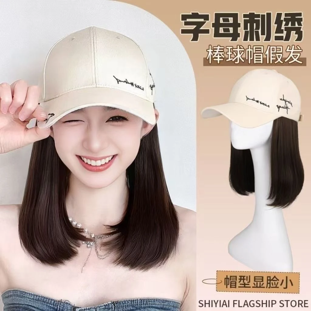 假发帽子一体时尚女长卷发2025春夏新款自然鸭舌帽子假发女全头套