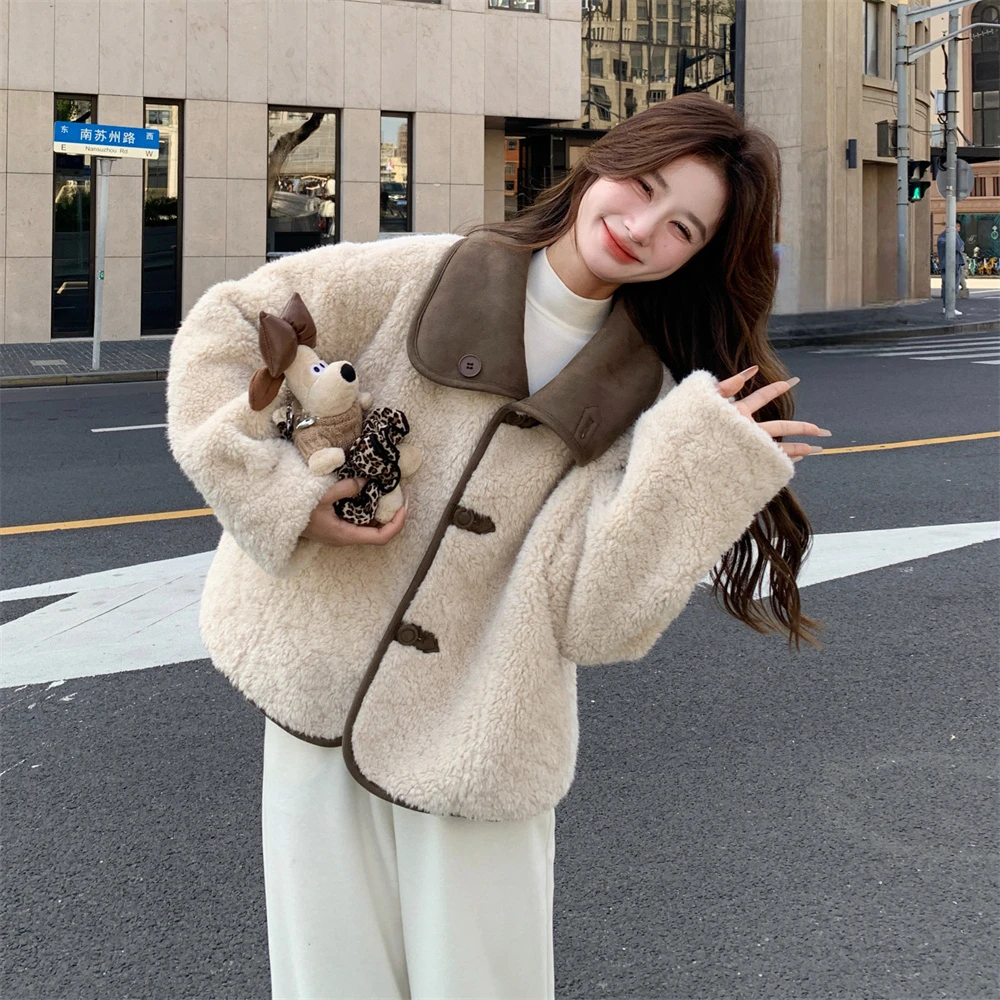 超好看两面穿皮毛一体仿羊羔毛外套女秋冬季2025新款独特设计爆款