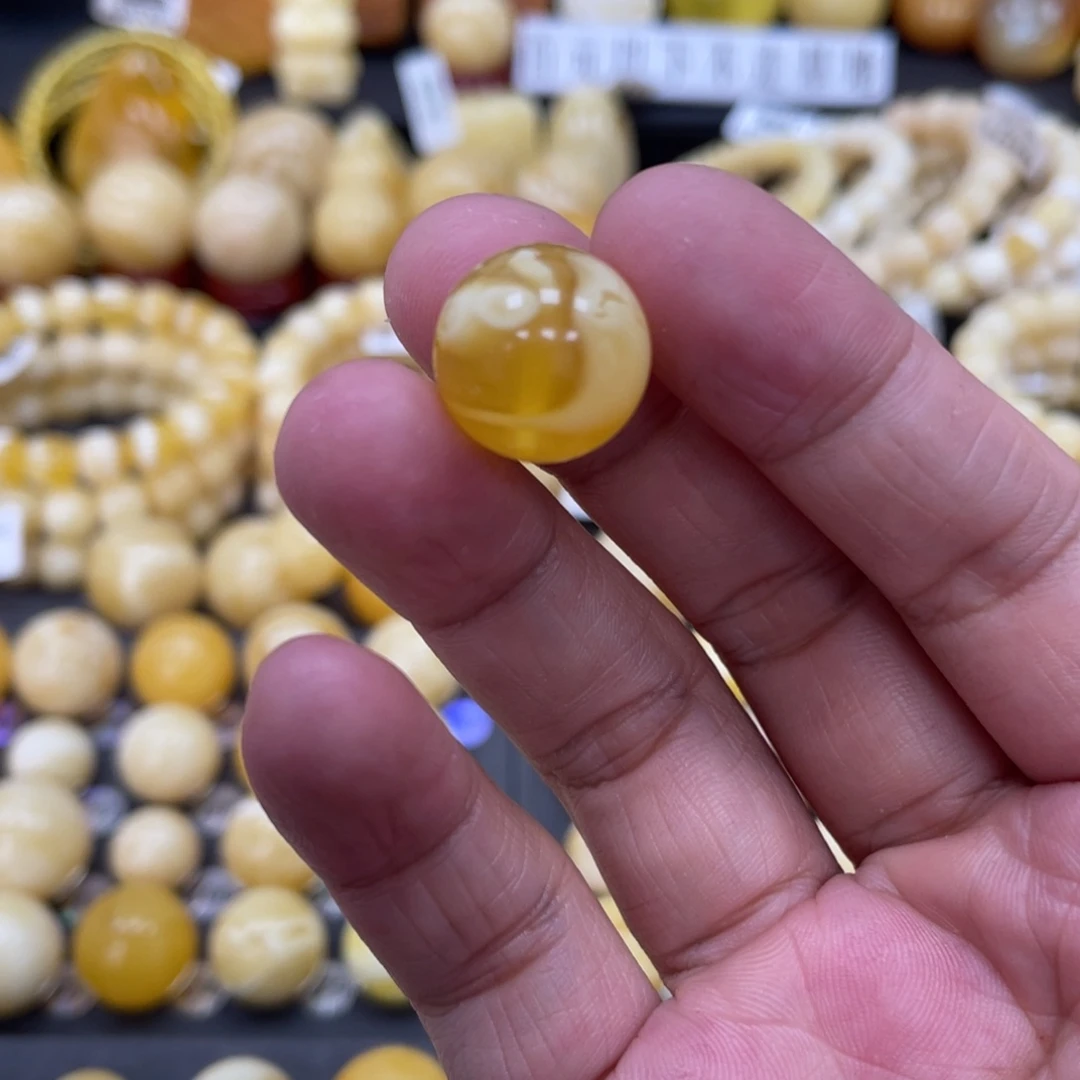 琥珀珠宝奇石未镶嵌15mm金沙