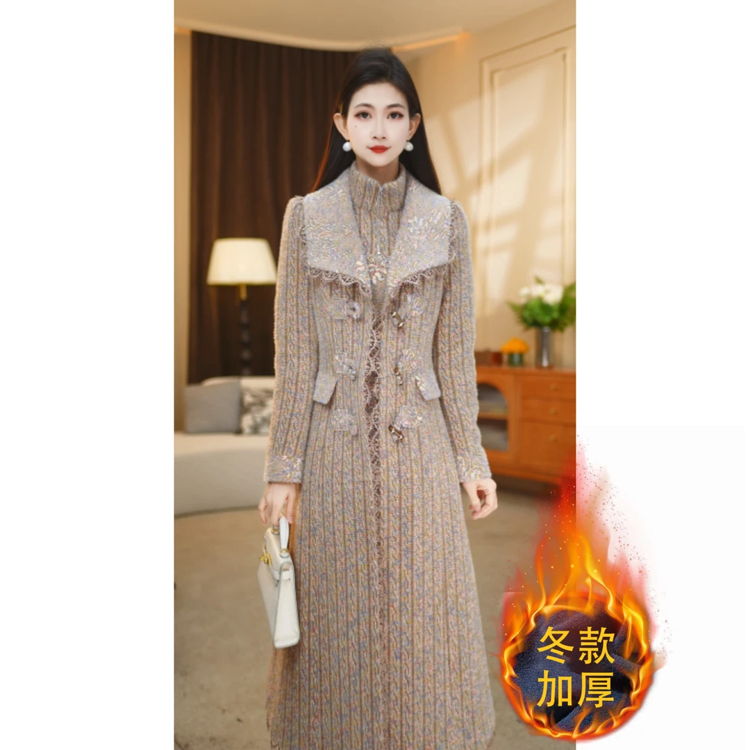 【玥雯】冬季新款女士简约显瘦加厚保暖时尚通勤两件套套装M-4XL