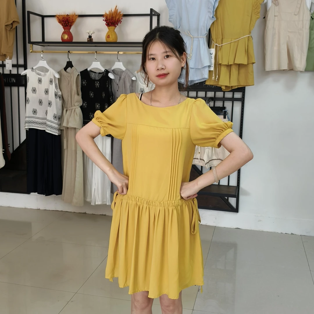 夏季新款韩版宽松中长款休闲套头短袖连衣裙女装