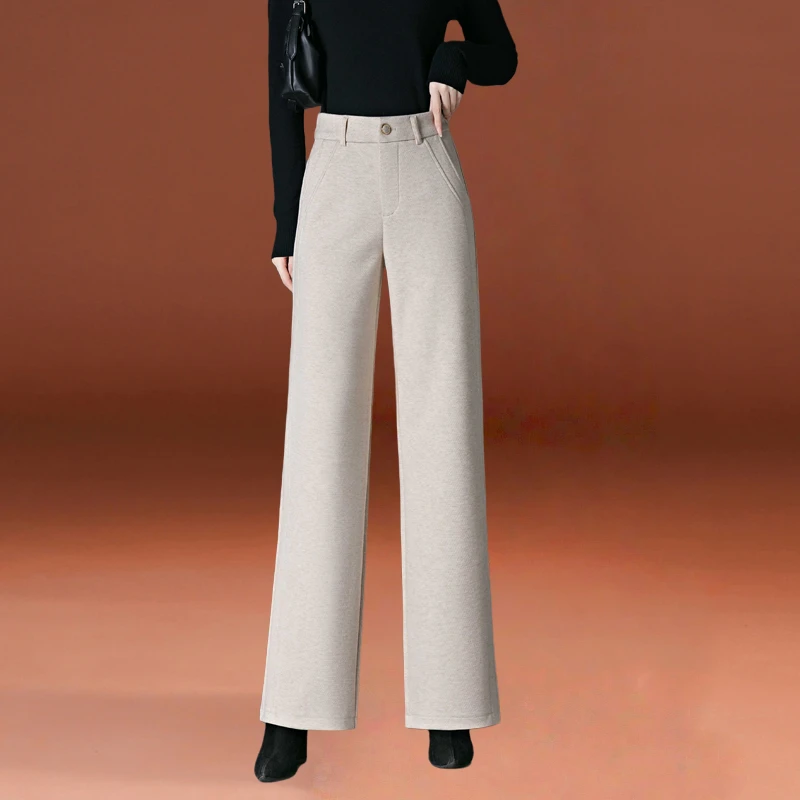 哥弟阿玛施正品高端羊毛呢阔腿裤女2026春秋冬新款时尚显瘦休闲裤