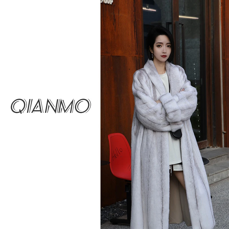 【文艺复兴】艳红啡原生貂皮草女装中长款 全抽短二貂皮5245014