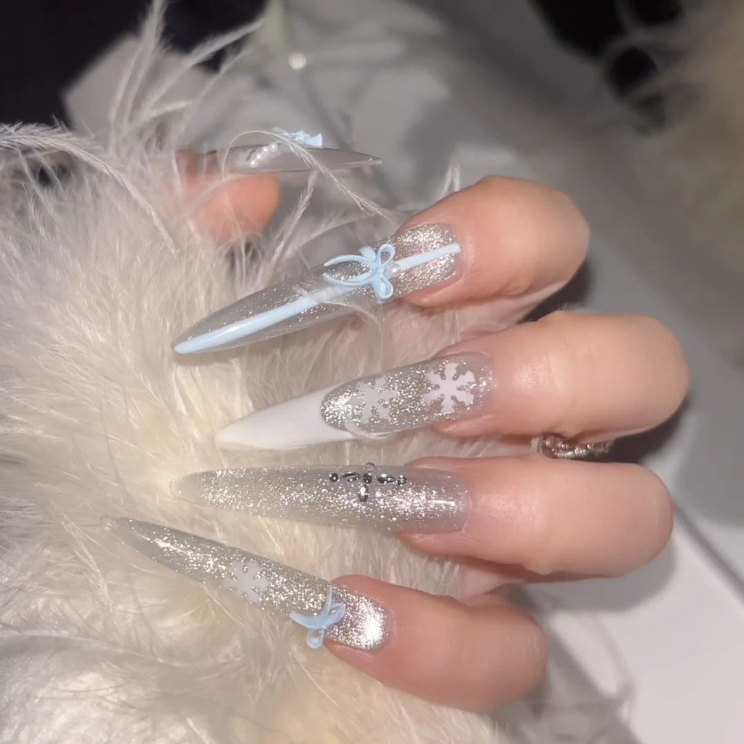 （蓝雪花）纯欲风裸色显白高级气质简约纯手工可拆卸穿美甲片爆款