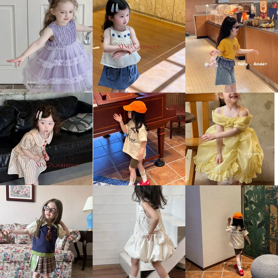 (001-075) 米语25夏季女童新款上衣裤子套装