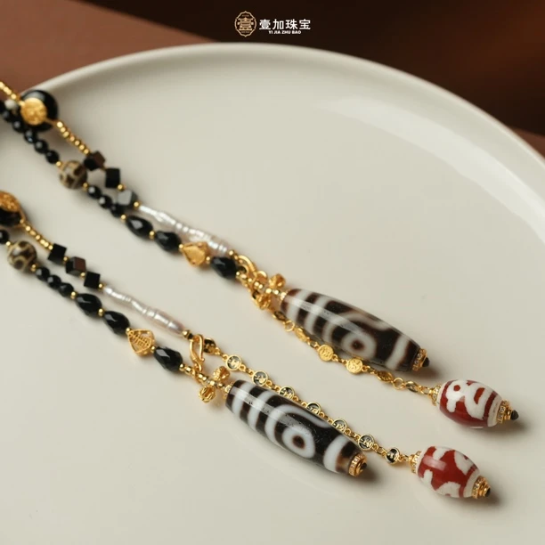 壹加师姐｜手工设计竖版二y玛瑙多宝项链多样性发一6926d