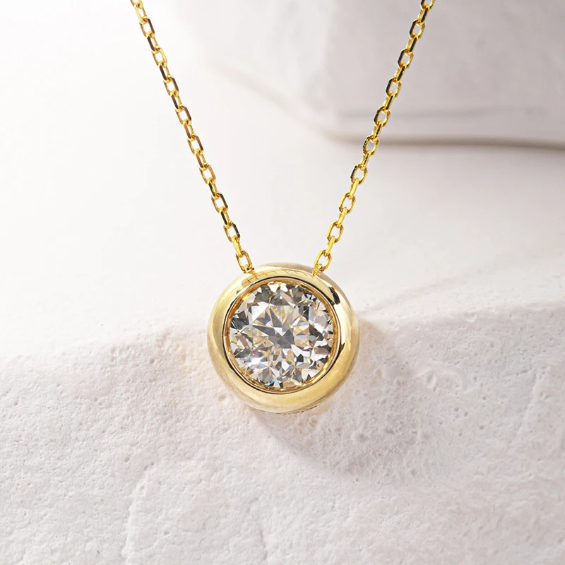 君城汇珠宝18K金镶嵌1克拉白钻钻石泡泡项链CY