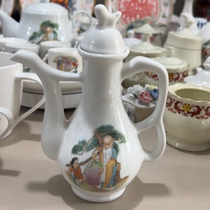 瓷片陶瓷制品寿星酒壶400毫升