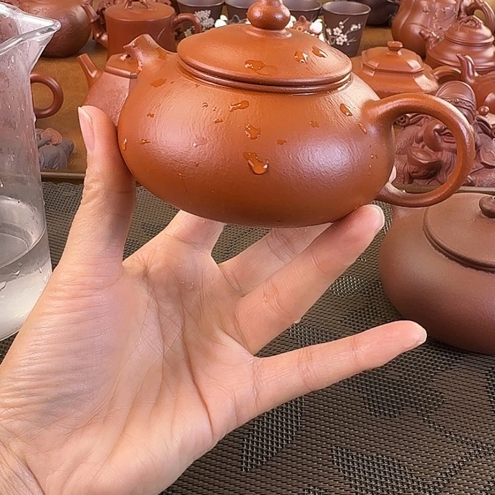 紫砂茶壶朱泥寒江