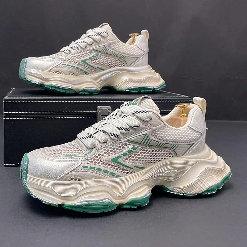 HKHY男鞋厚底老爹鞋男夏季新款透气网面运动休闲鞋百搭内增高潮鞋