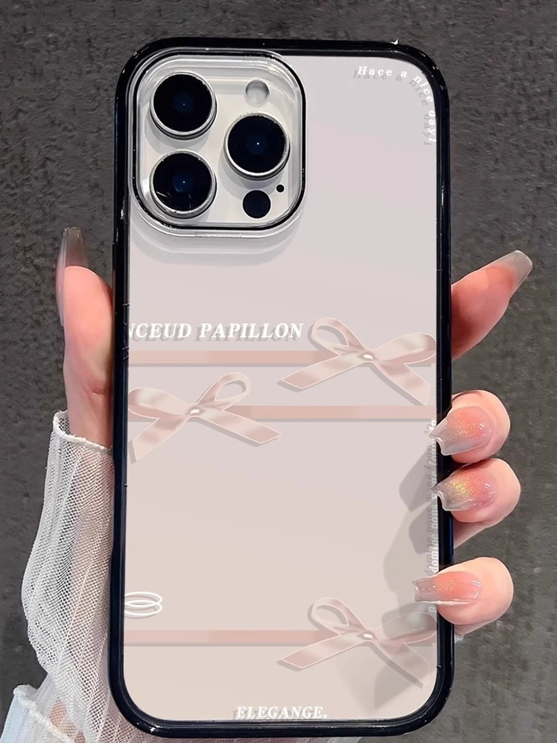 粉蝴蝶结适用苹果16promax手机壳iPhone15pro防摔小众创意男14por