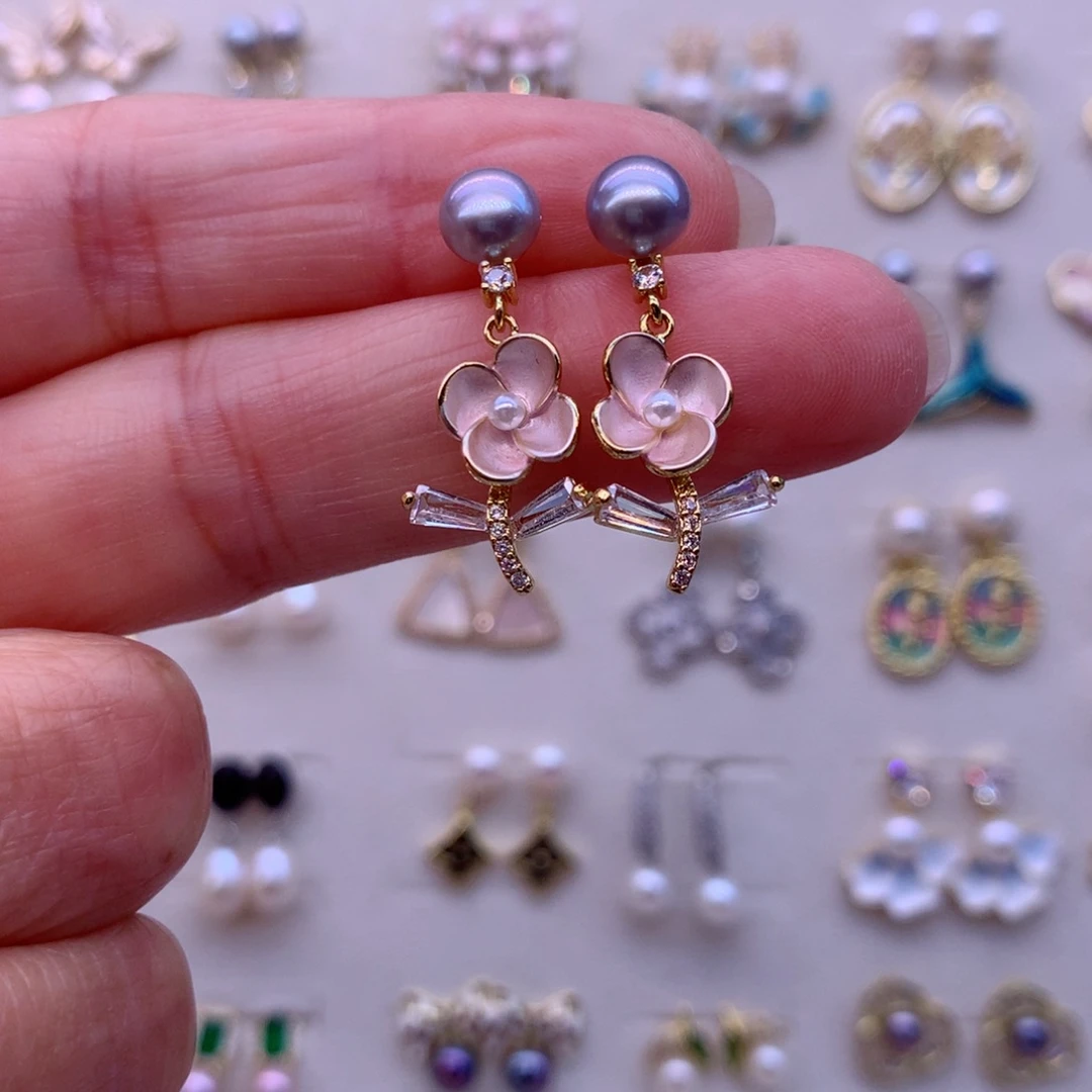 合金淡水珍珠耳饰