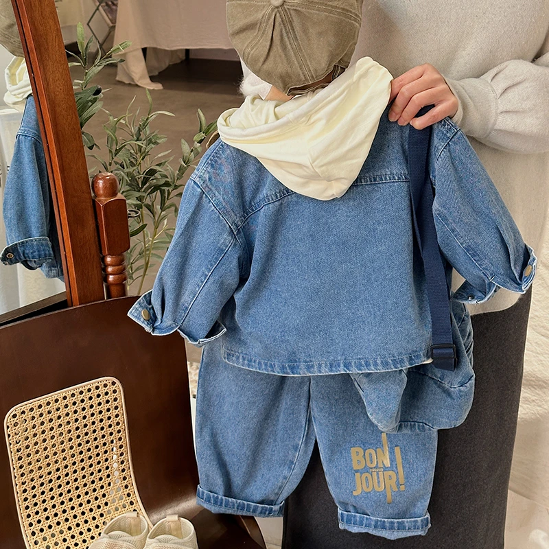 【反季清仓】时尚男童女童牛仔外套裤子卫衣挎包套装春儿童宝宝LY14