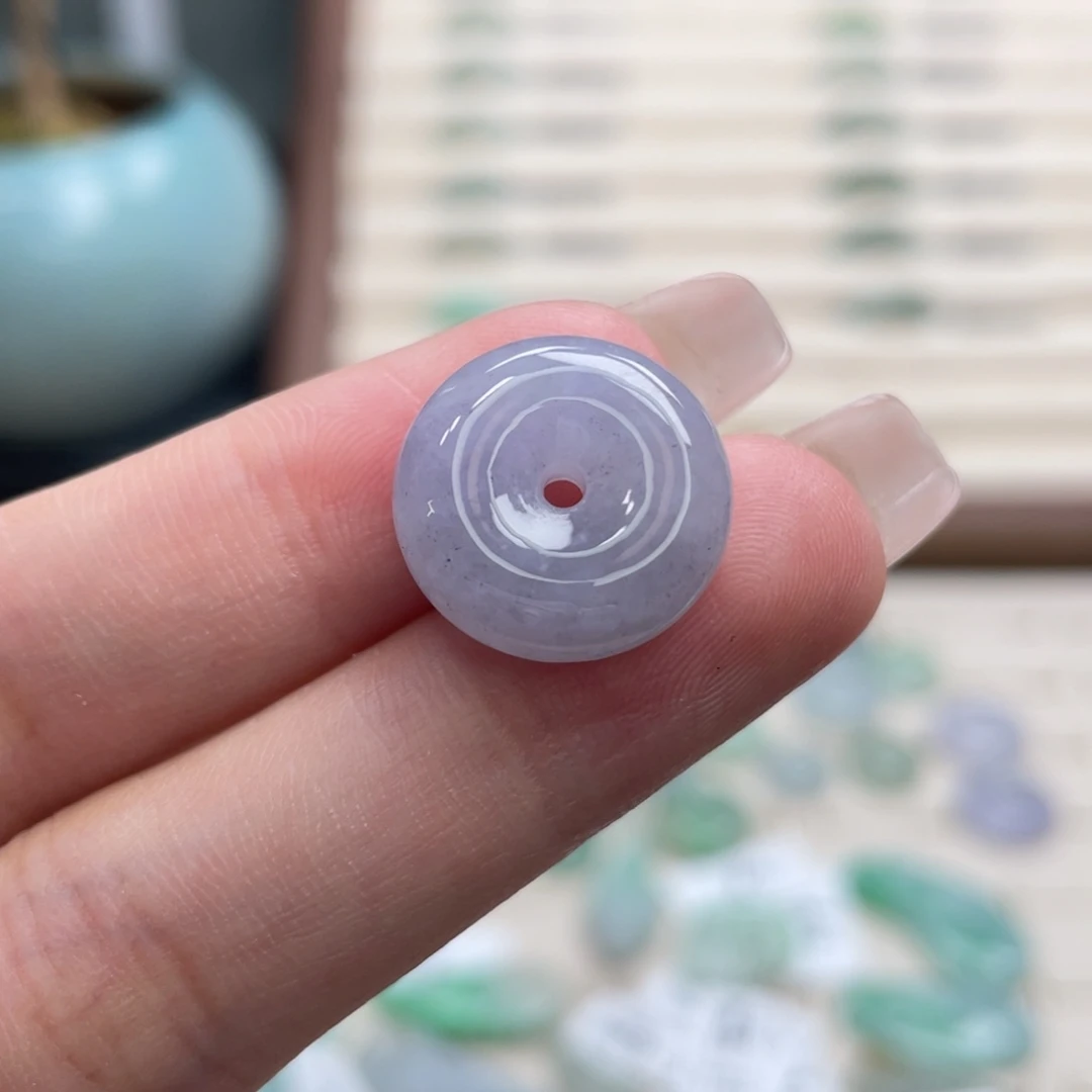 翡翠未镶嵌吊坠(不含链)a01冰紫乌鸡飘花平安扣