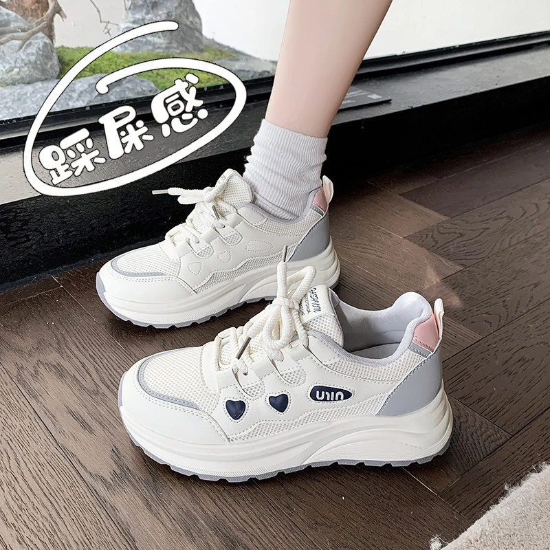 踩屎感老爹鞋女2025春夏季新款厚底网面透气配阔腿裤的鞋休闲运动