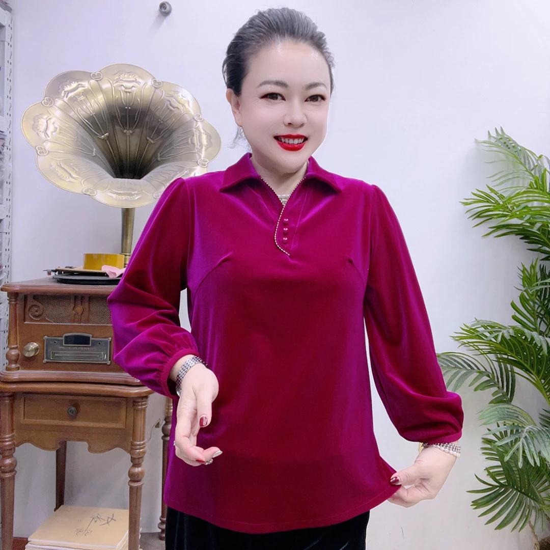 高端韩国钻石绒小衫2C三粒扣条袖