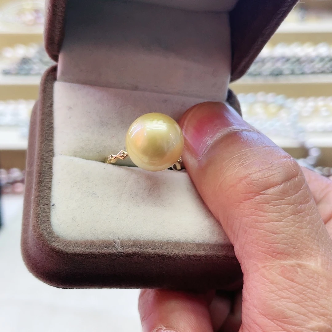 海水珍珠戒指18K金镶嵌