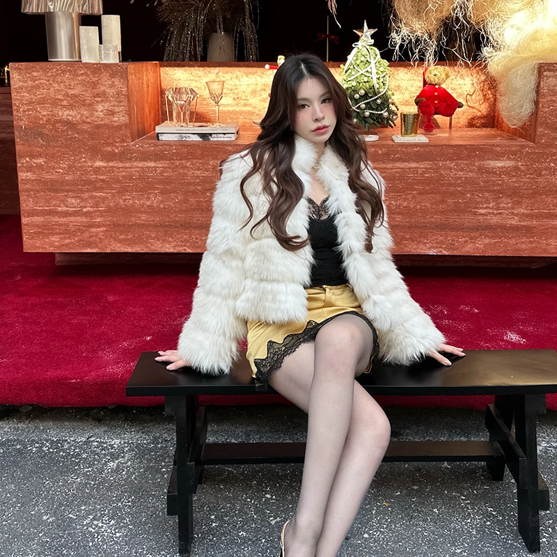 3号琪琪家（35801-36000）设计师孤品皮草外套女狐狸毛貉子毛网红款