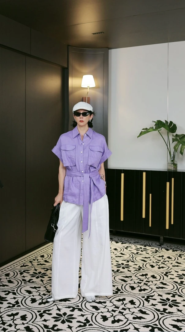 UWS2504014 夏季时尚设计衬衣领显瘦休闲舒适短袖百搭气质潮流