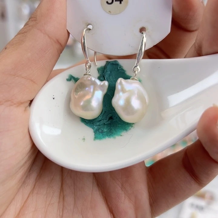 淡水珍珠耳饰银S925镶嵌