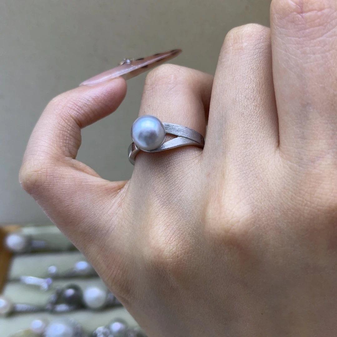 银S925镶嵌海水珍珠戒指