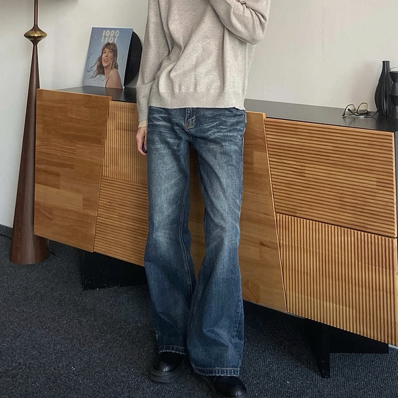 【牛王系列】 美式复古猫须垂感牛仔裤男款vintage水洗做旧阔腿长裤