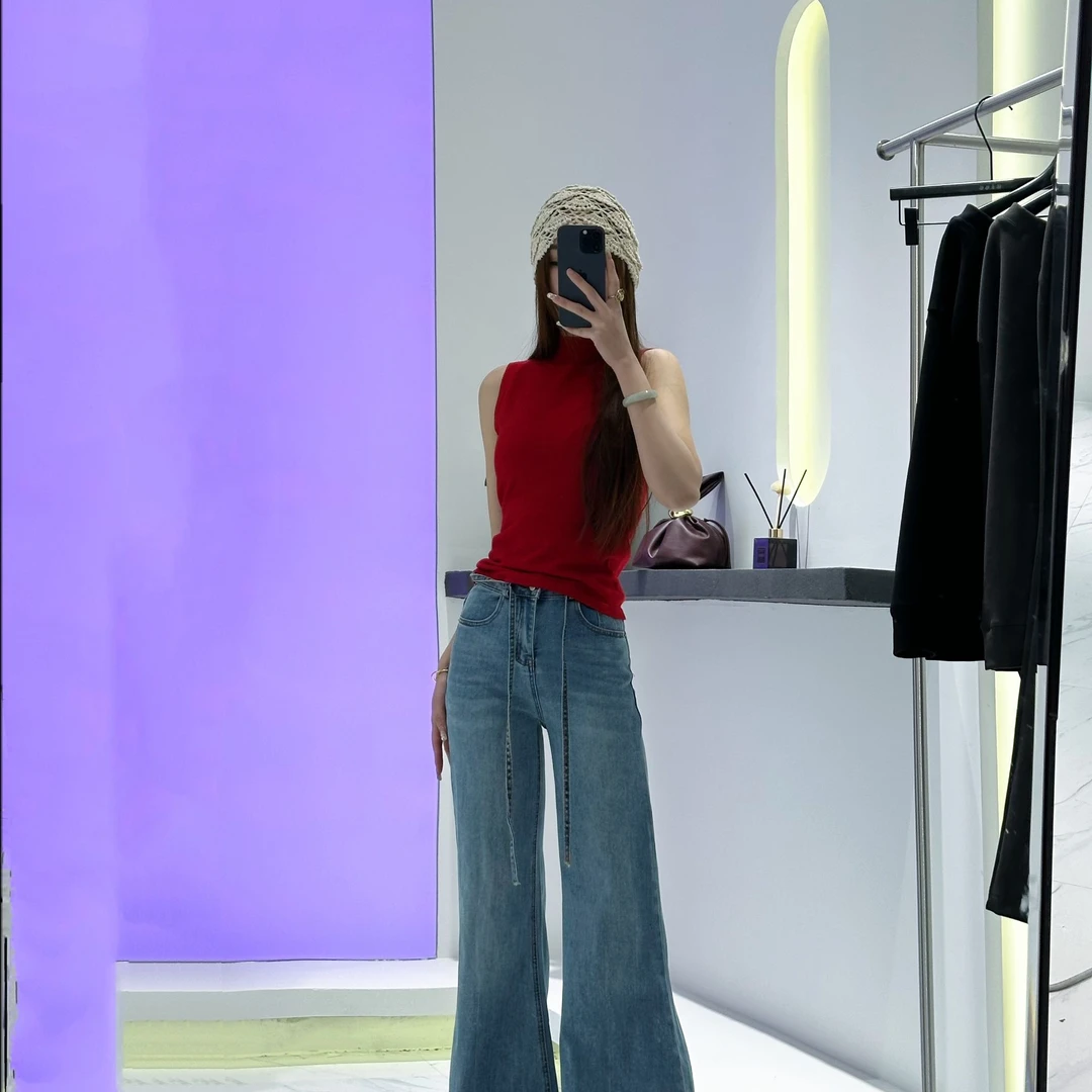 时尚显瘦法式圆领百搭吊带设计感青春流行打底修身型背心