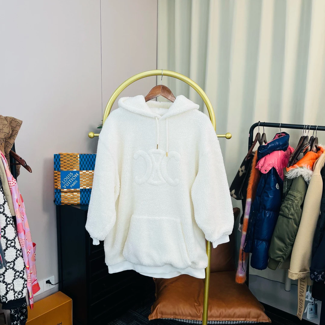 Celine/赛琳 白色泰迪凯旋门帽衫 M码 99新