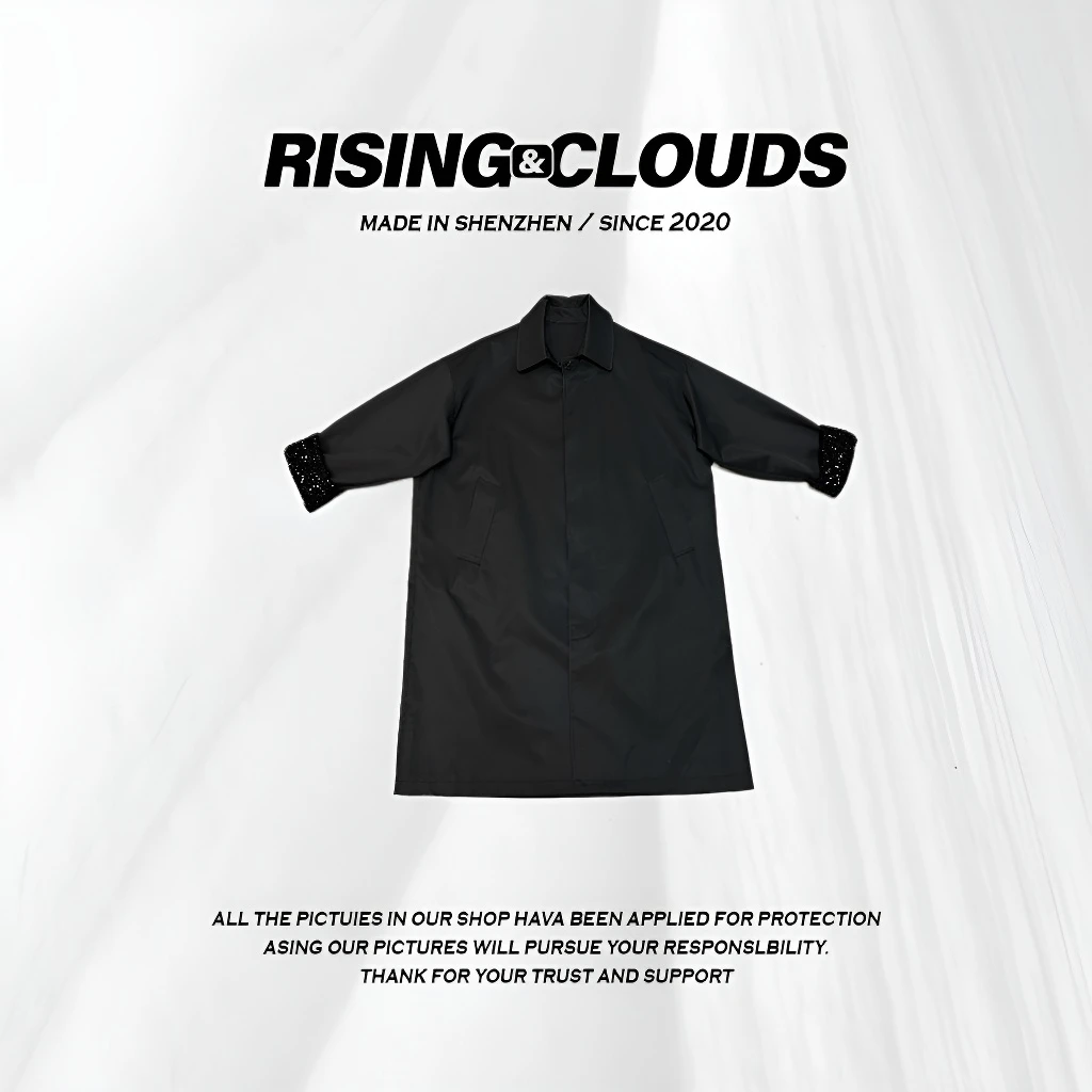 RISING&CLOUDS【小云姐】显瘦时尚休闲气质早春袖口亮钻风衣010299