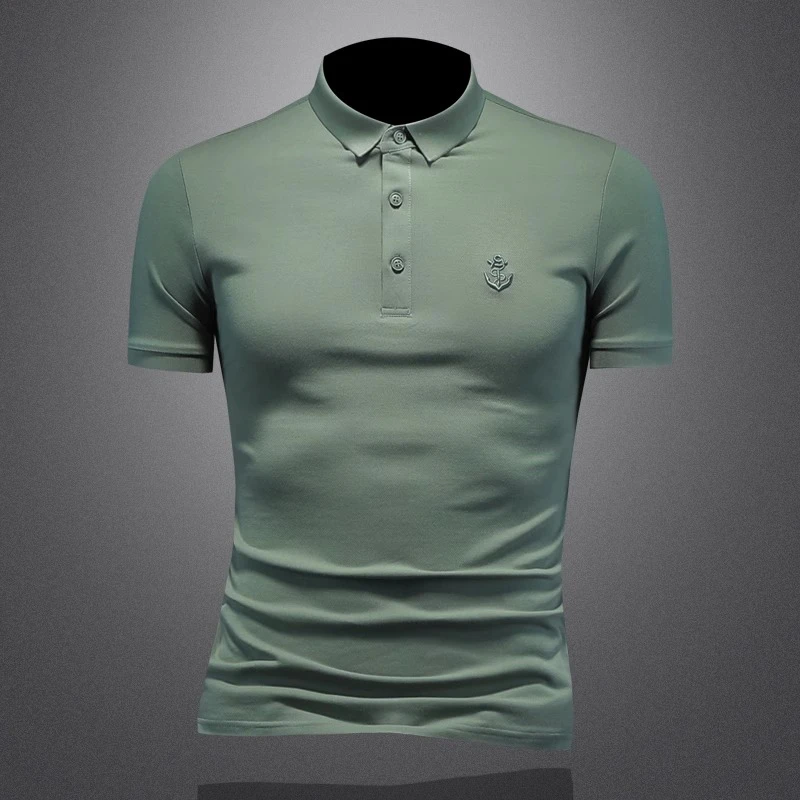 短袖POLO衫男士夏季轻奢个性提花翻领T恤2025新款商务休闲保罗衫