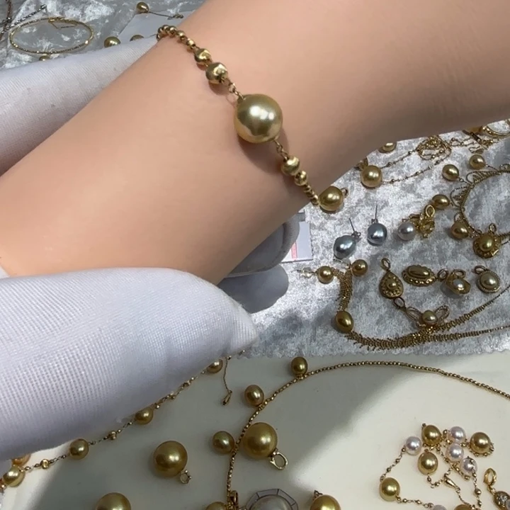 手链海水珍珠18K金镶嵌