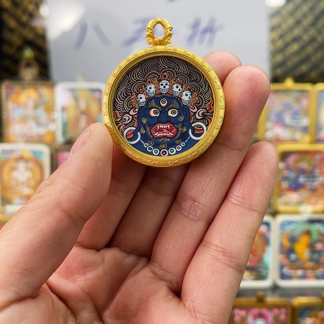 吊坠手绘唐卡大黑天